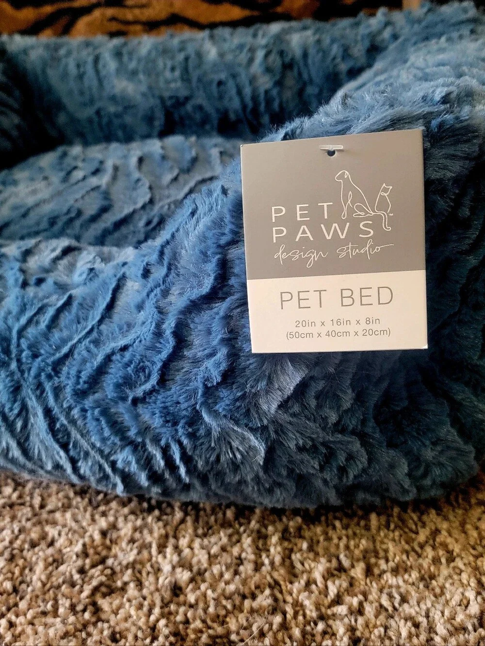 Pet Bed Dog Or Cat Small Plush Blue Faux Fur .. New!